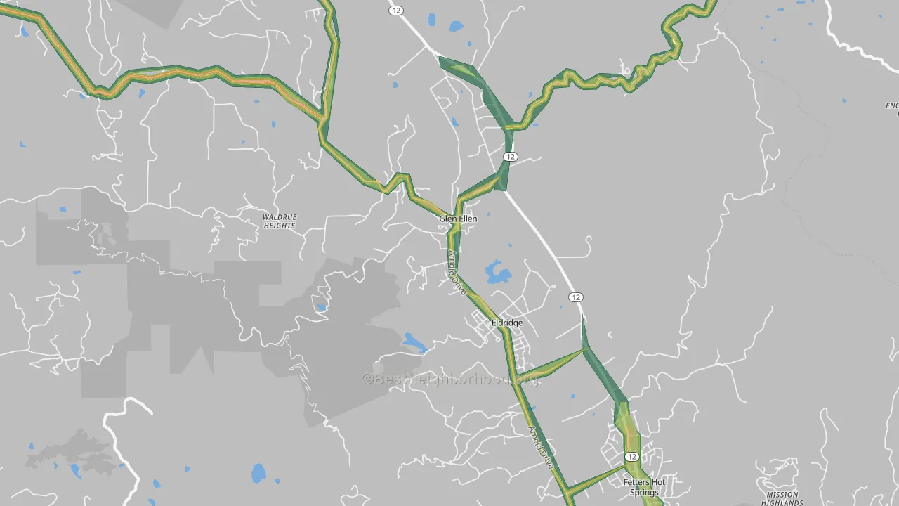 95442, CA Map of Noise Levels in 95442