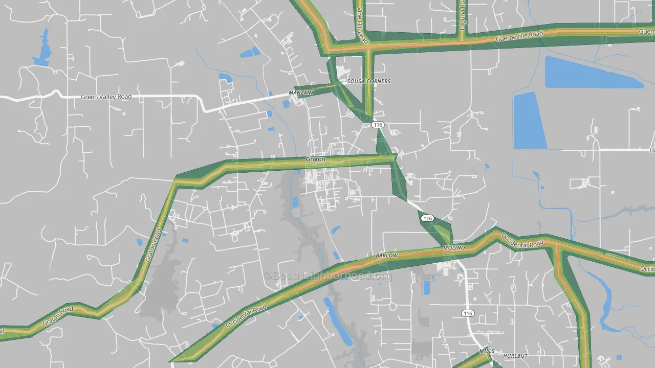 95444, CA Map of Noise Levels in 95444