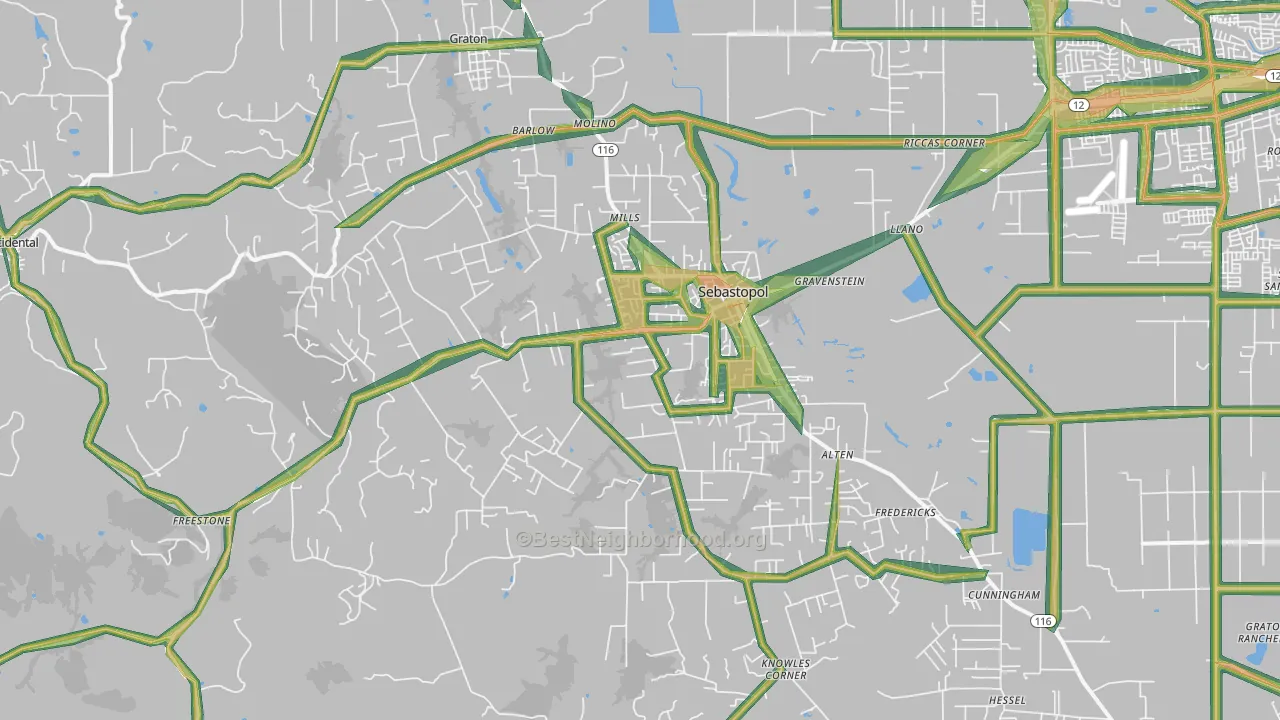 95472, CA Map of Noise Levels in 95472