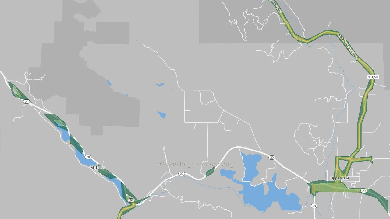 95493, CA Map of Noise Levels in 95493