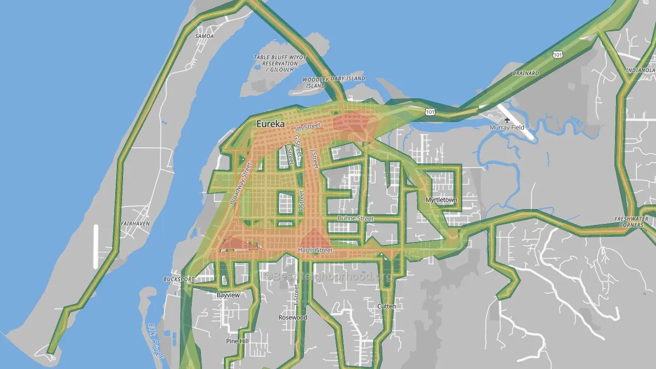 95501, CA Map of Noise Levels in 95501