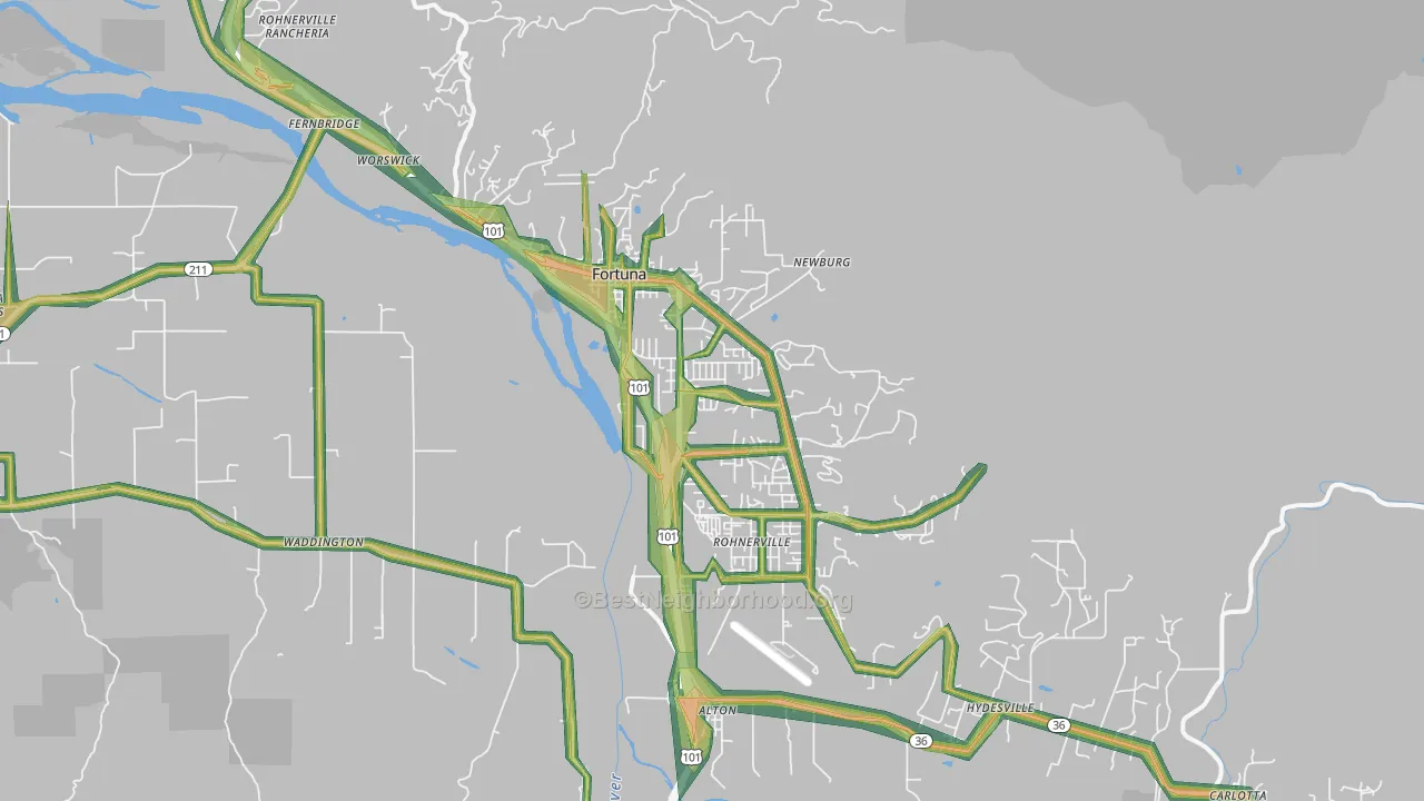 95540, CA Map of Noise Levels in 95540