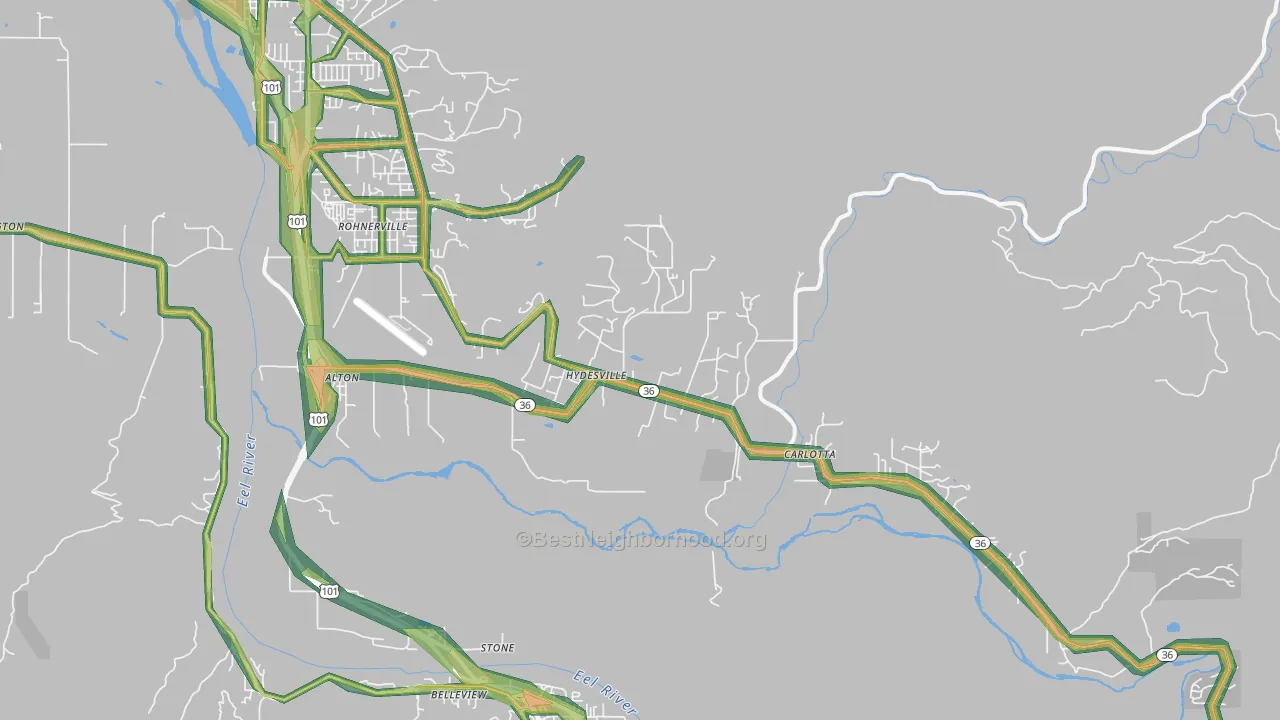95547, CA Map of Noise Levels in 95547