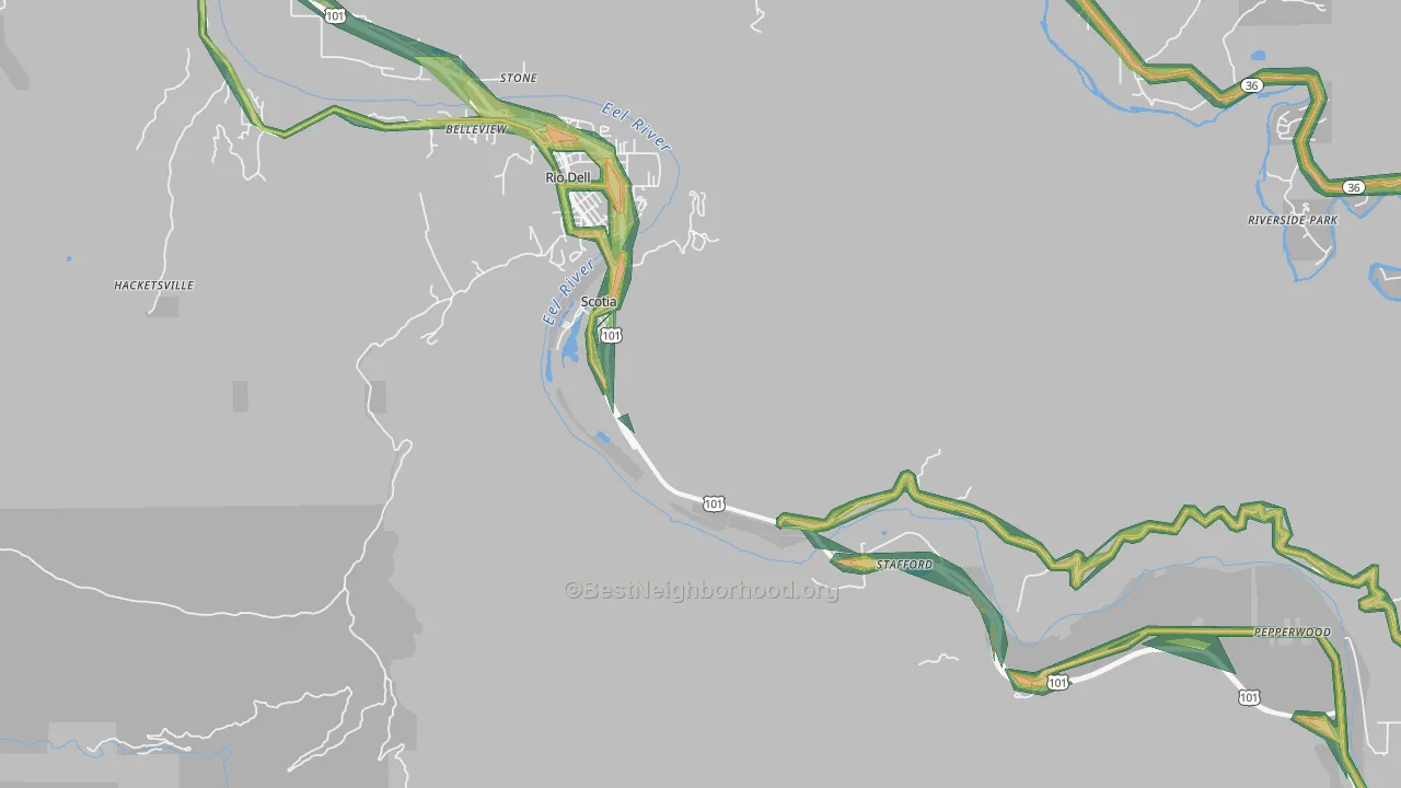 95565, CA Map of Noise Levels in 95565