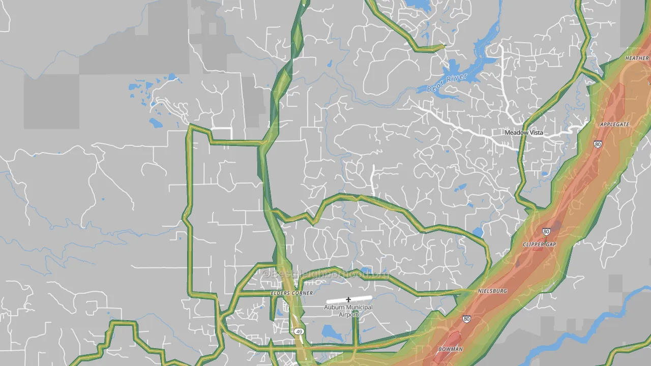 95602, CA Map of Noise Levels in 95602