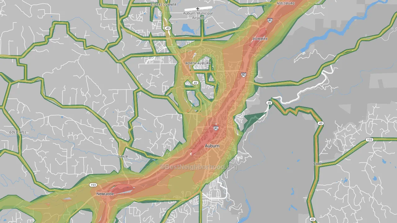 95603, CA Map of Noise Levels in 95603