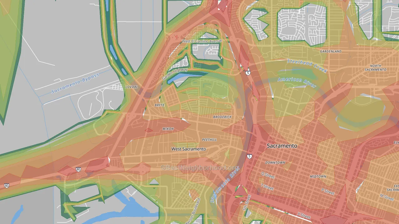 95605, CA Map of Noise Levels in 95605