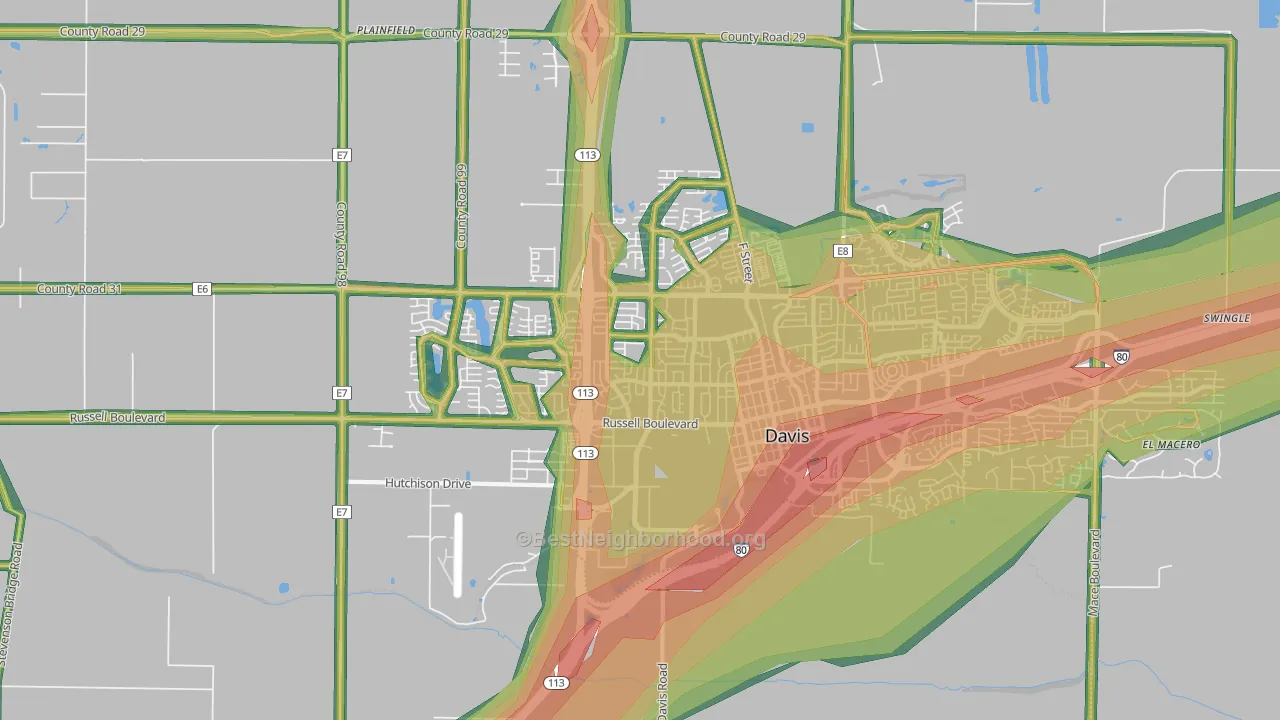 95616, CA Map of Noise Levels in 95616