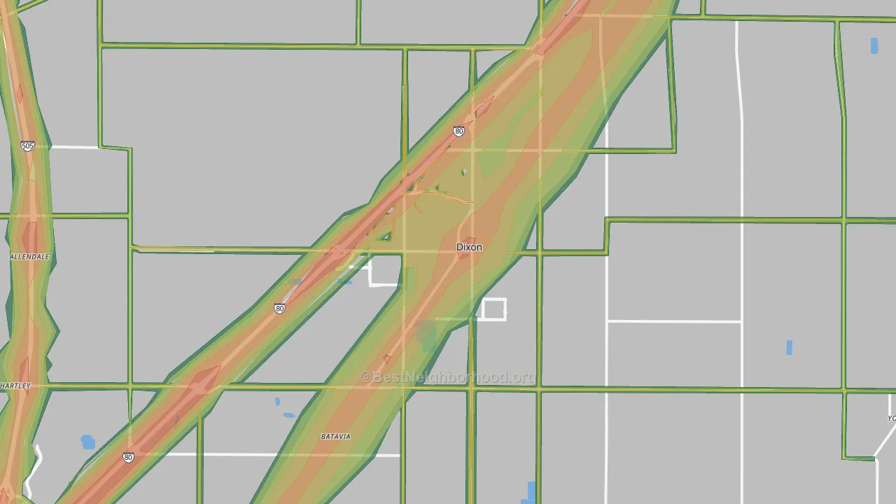 95620, CA Map of Noise Levels in 95620