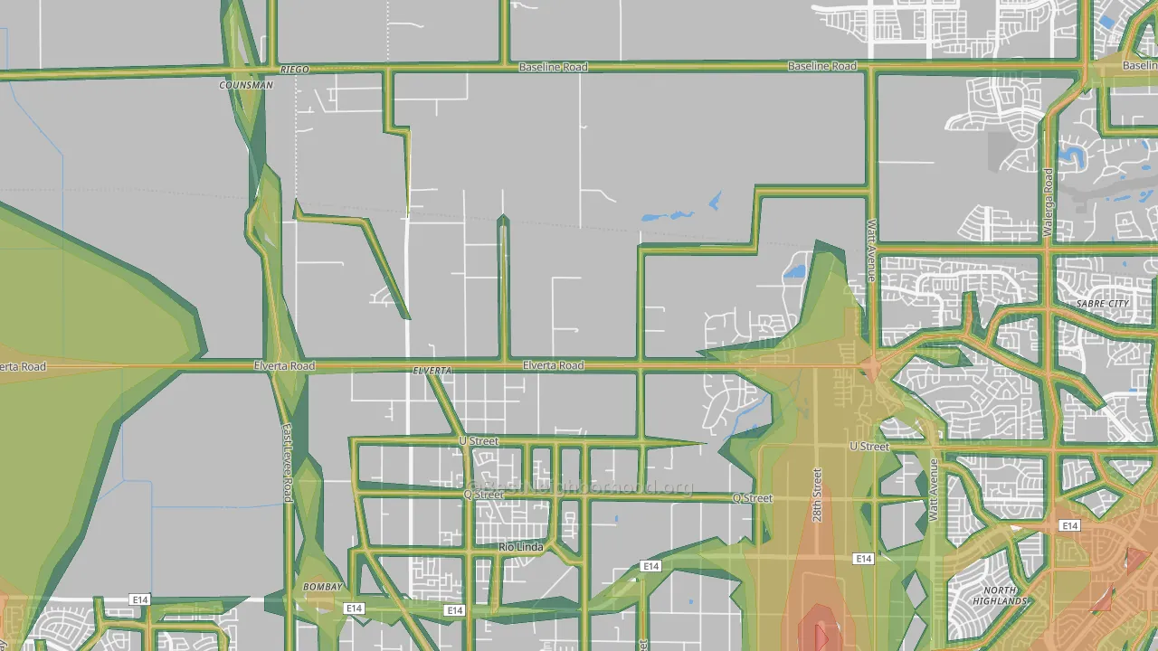 95626, CA Map of Noise Levels in 95626