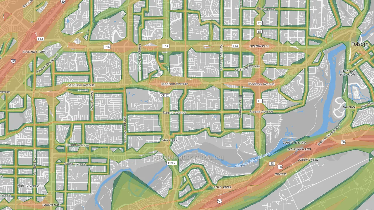 95628, CA Map of Noise Levels in 95628