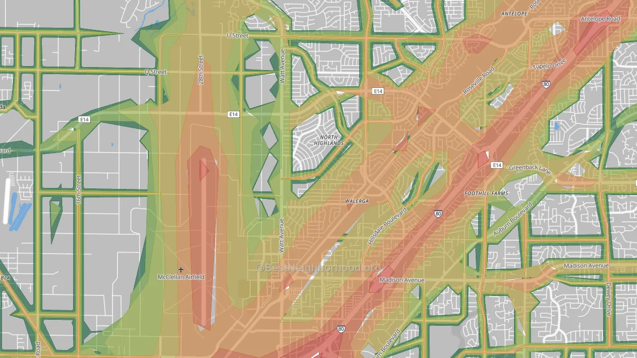 95660, CA Map of Noise Levels in 95660
