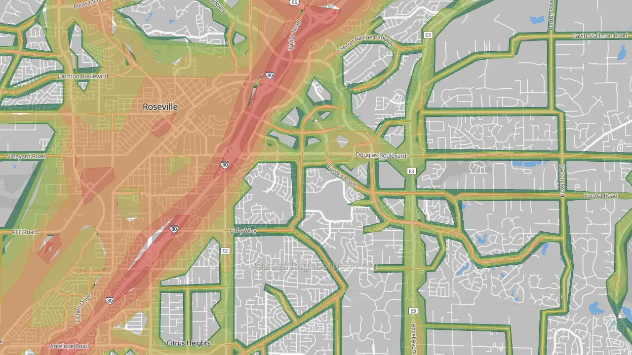95661, CA Map of Noise Levels in 95661
