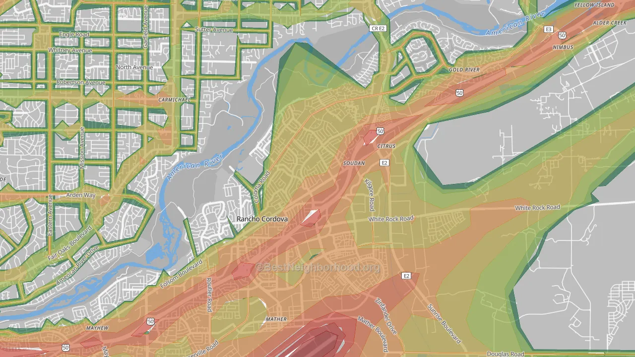 95670, CA Map of Noise Levels in 95670