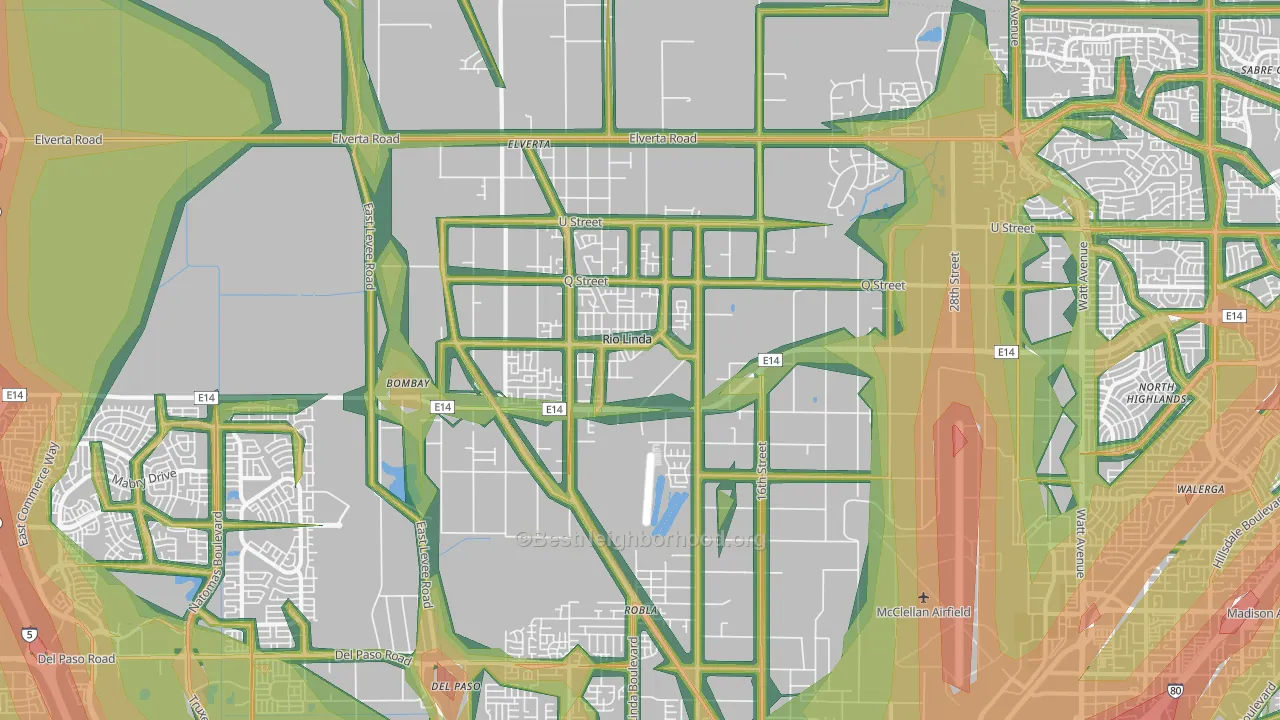 95673, CA Map of Noise Levels in 95673