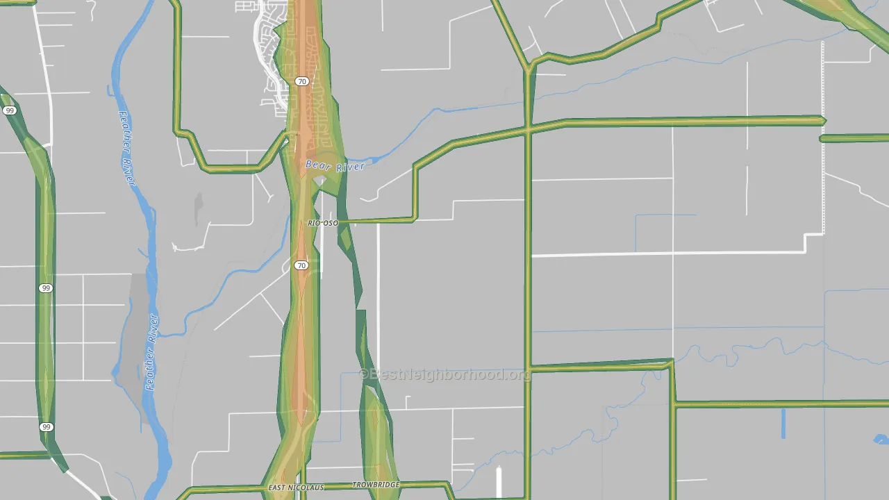 95674, CA Map of Noise Levels in 95674