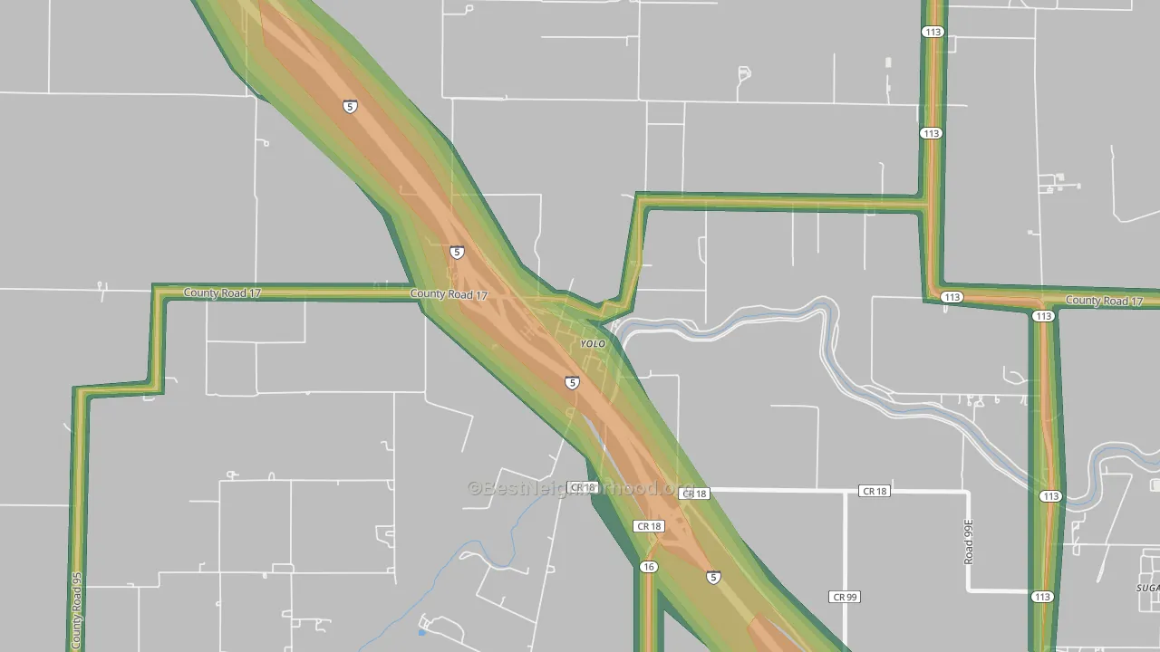95697, CA Map of Noise Levels in 95697