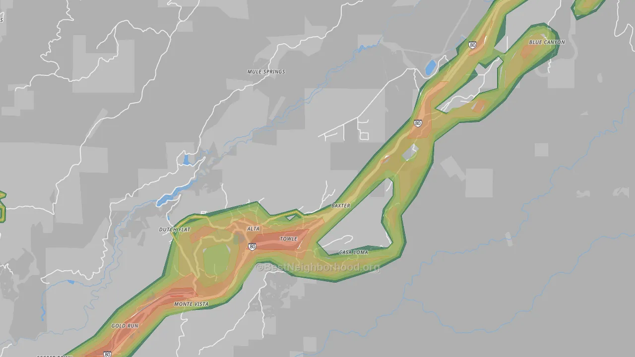 95701, CA Map of Noise Levels in 95701