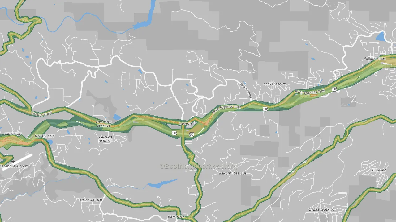 95709, CA Map of Noise Levels in 95709