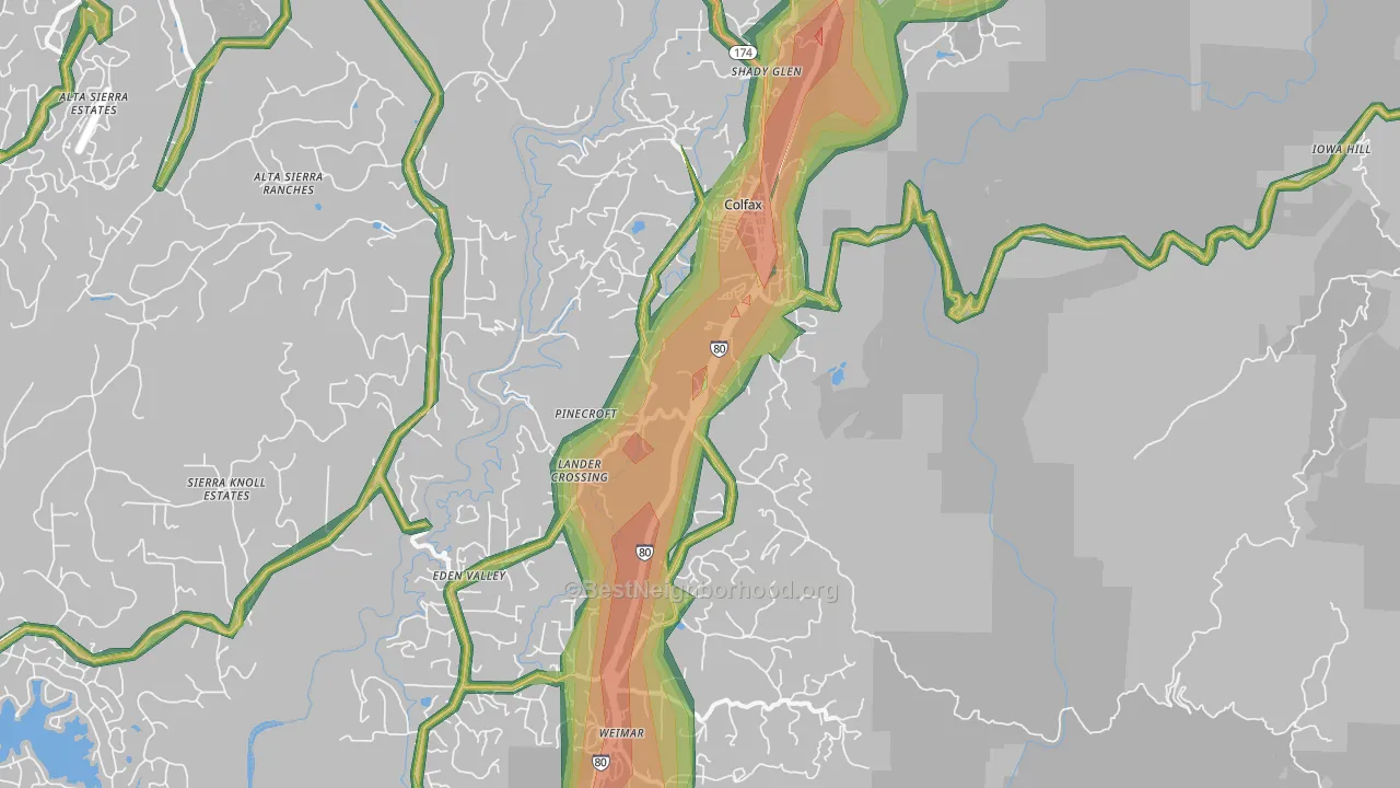 95713, CA Map of Noise Levels in 95713