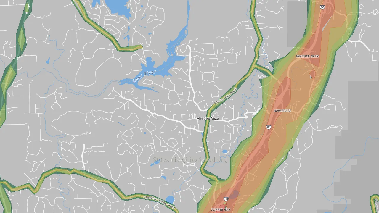 95722, CA Map of Noise Levels in 95722