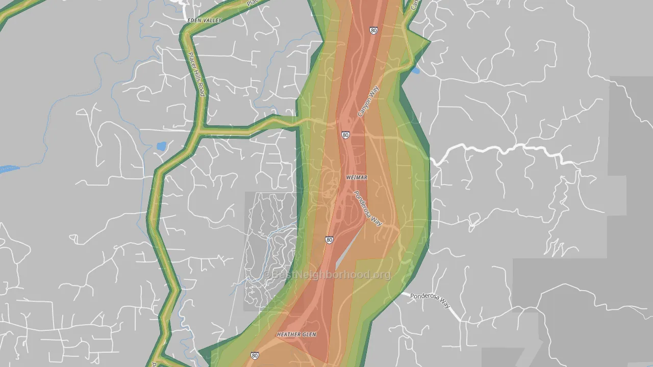 95736, CA Map of Noise Levels in 95736