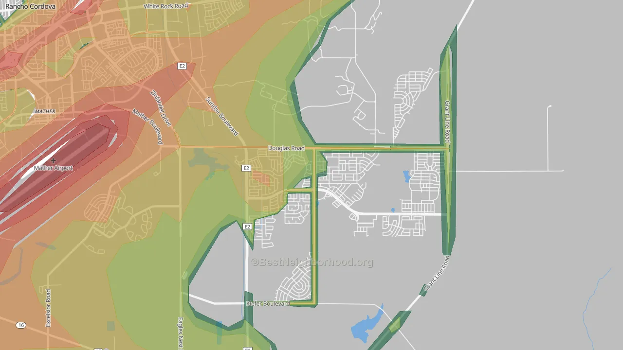 95742, CA Map of Noise Levels in 95742