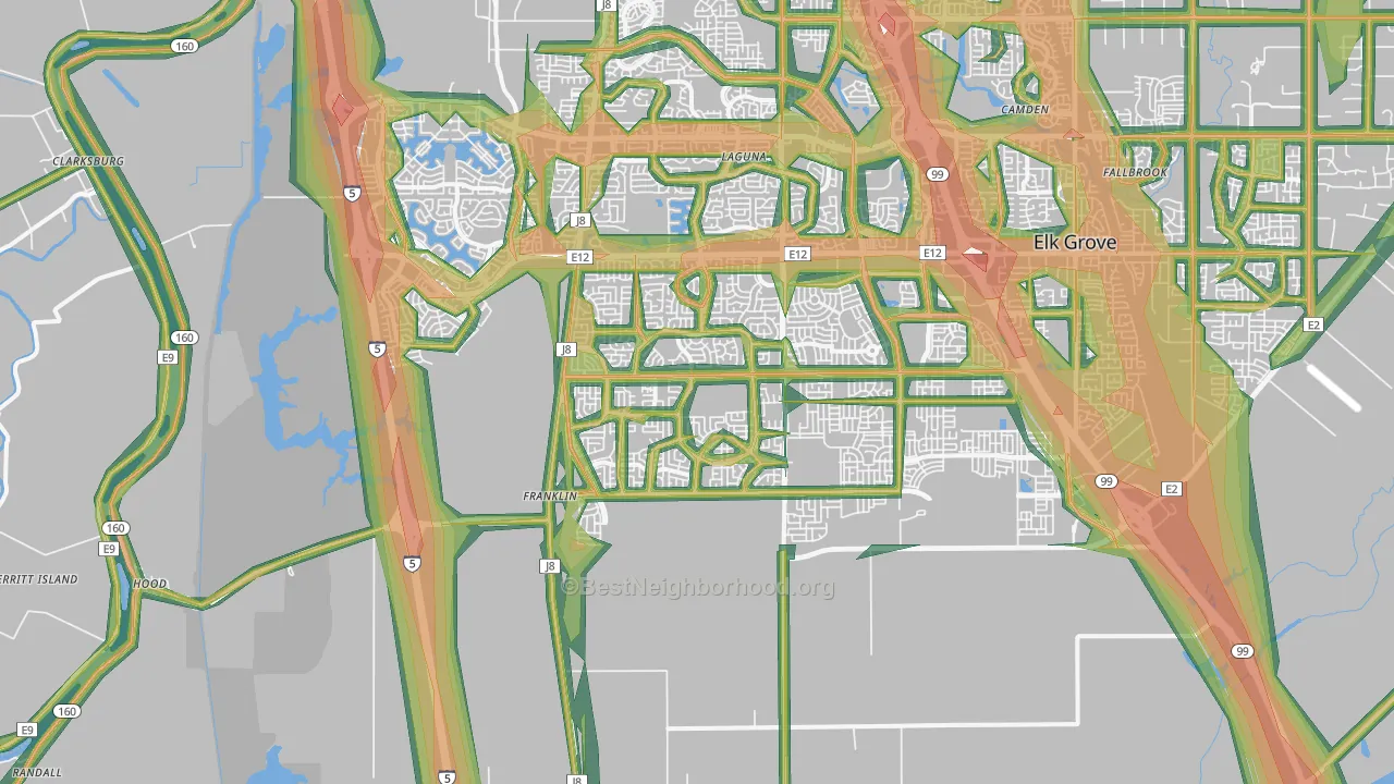 95757, CA Map of Noise Levels in 95757