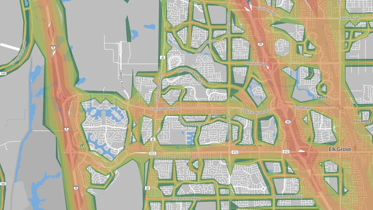 95758, CA Map of Noise Levels in 95758