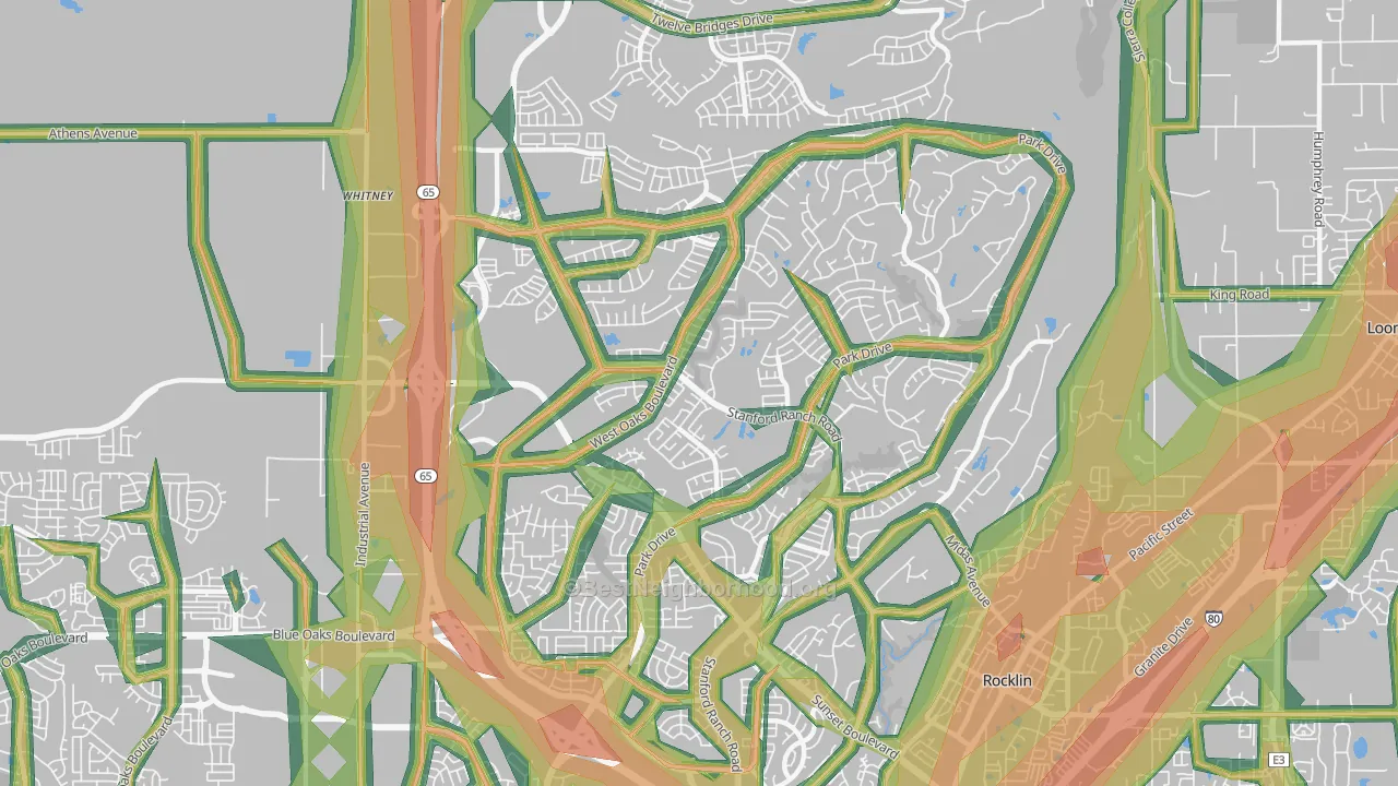 95765, CA Map of Noise Levels in 95765