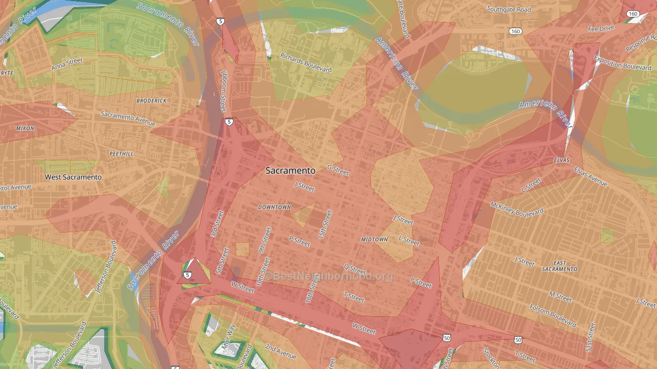 95811, CA Map of Noise Levels in 95811