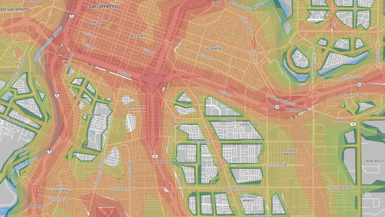 95817, CA Map of Noise Levels in 95817