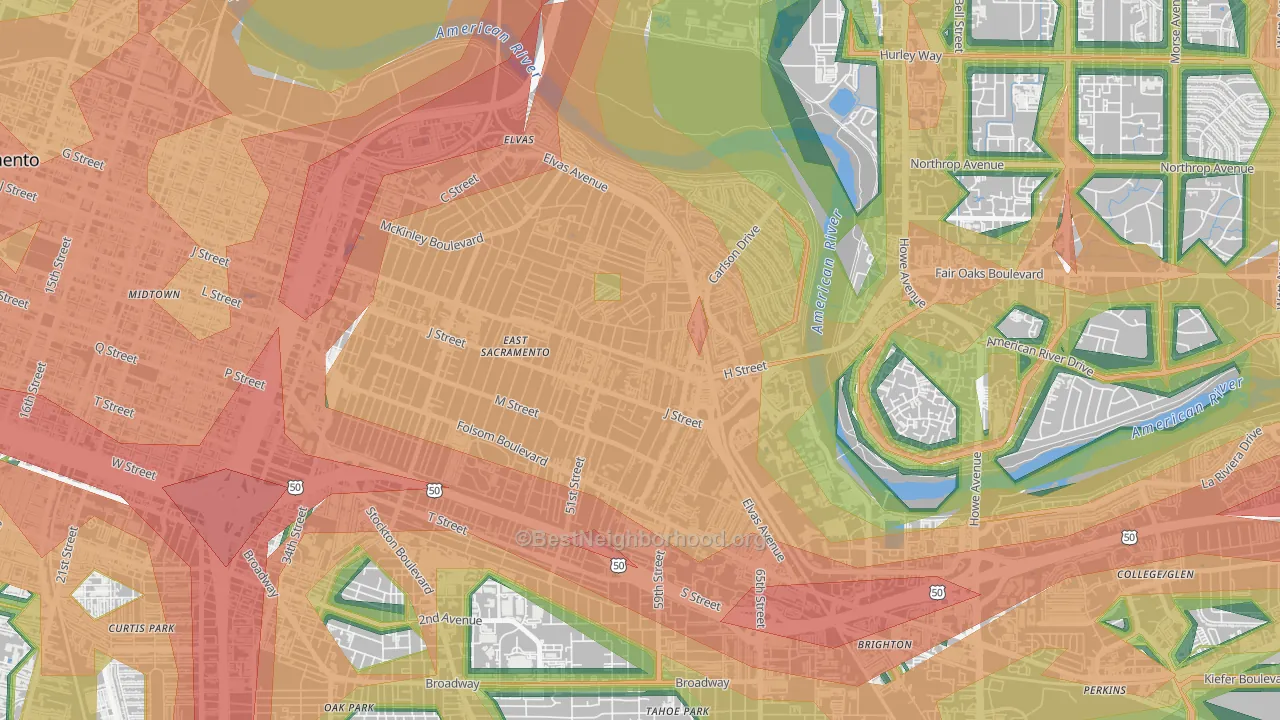 95819, CA Map of Noise Levels in 95819
