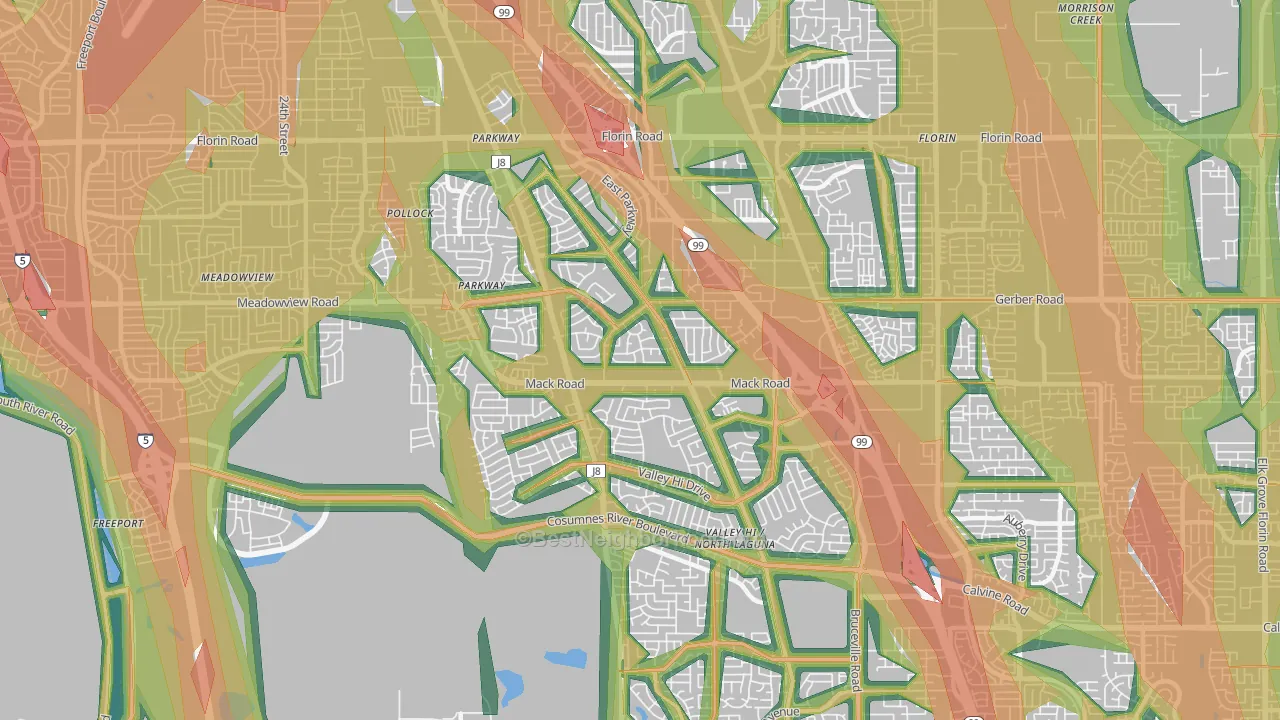 95823, CA Map of Noise Levels in 95823