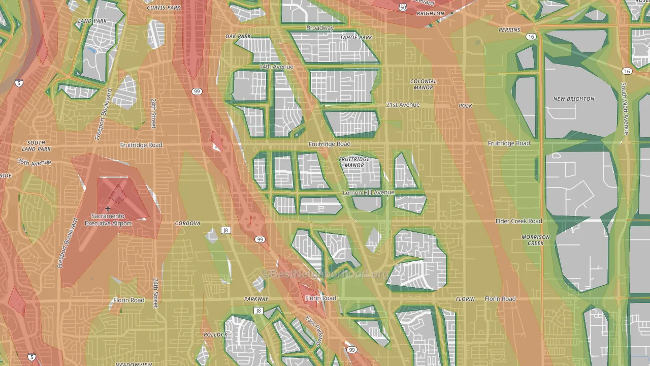 95824, CA Map of Noise Levels in 95824