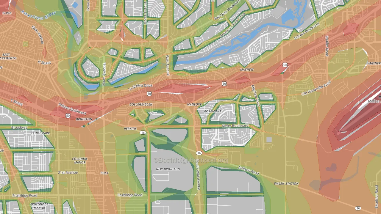 95826, CA Map of Noise Levels in 95826