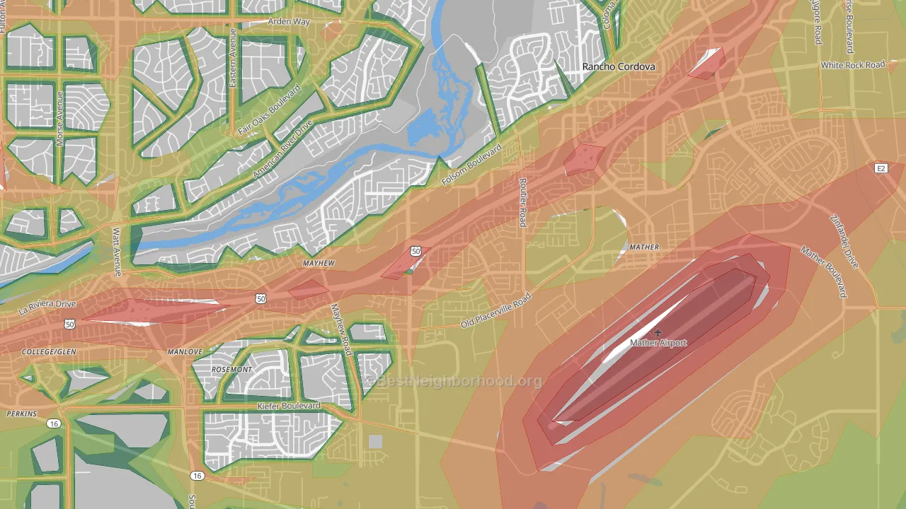 95827, CA Map of Noise Levels in 95827