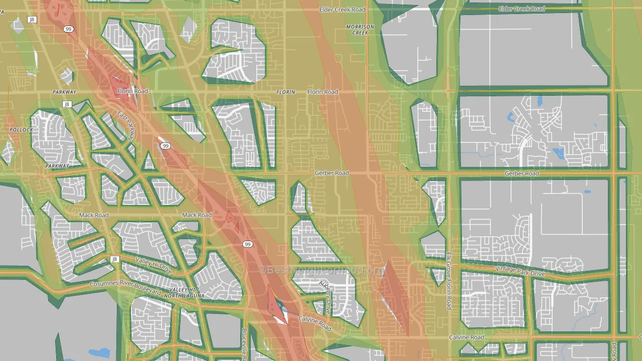 95828, CA Map of Noise Levels in 95828