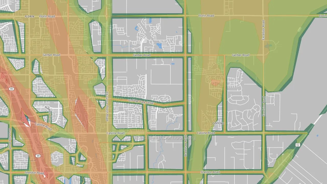 95829, CA Map of Noise Levels in 95829