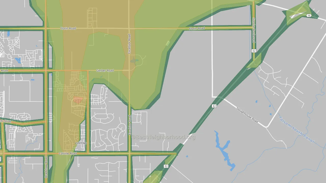 95830, CA Map of Noise Levels in 95830