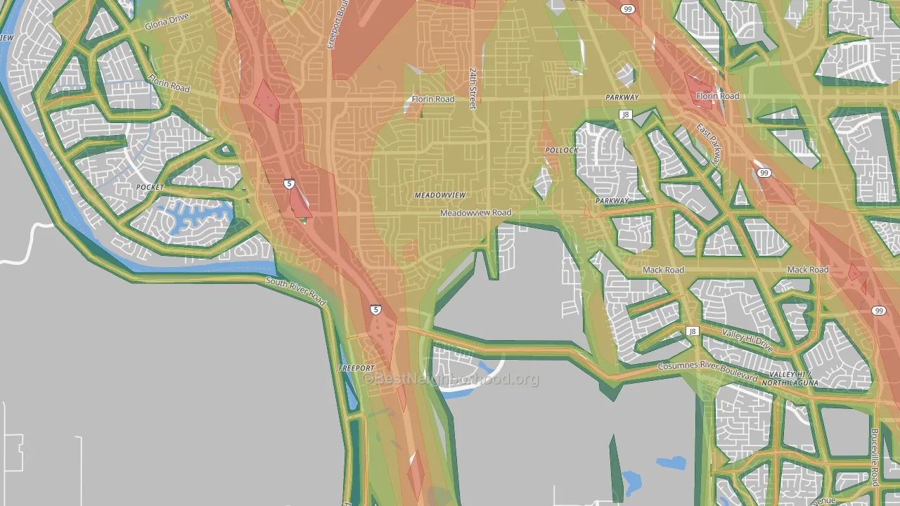 95832, CA Map of Noise Levels in 95832