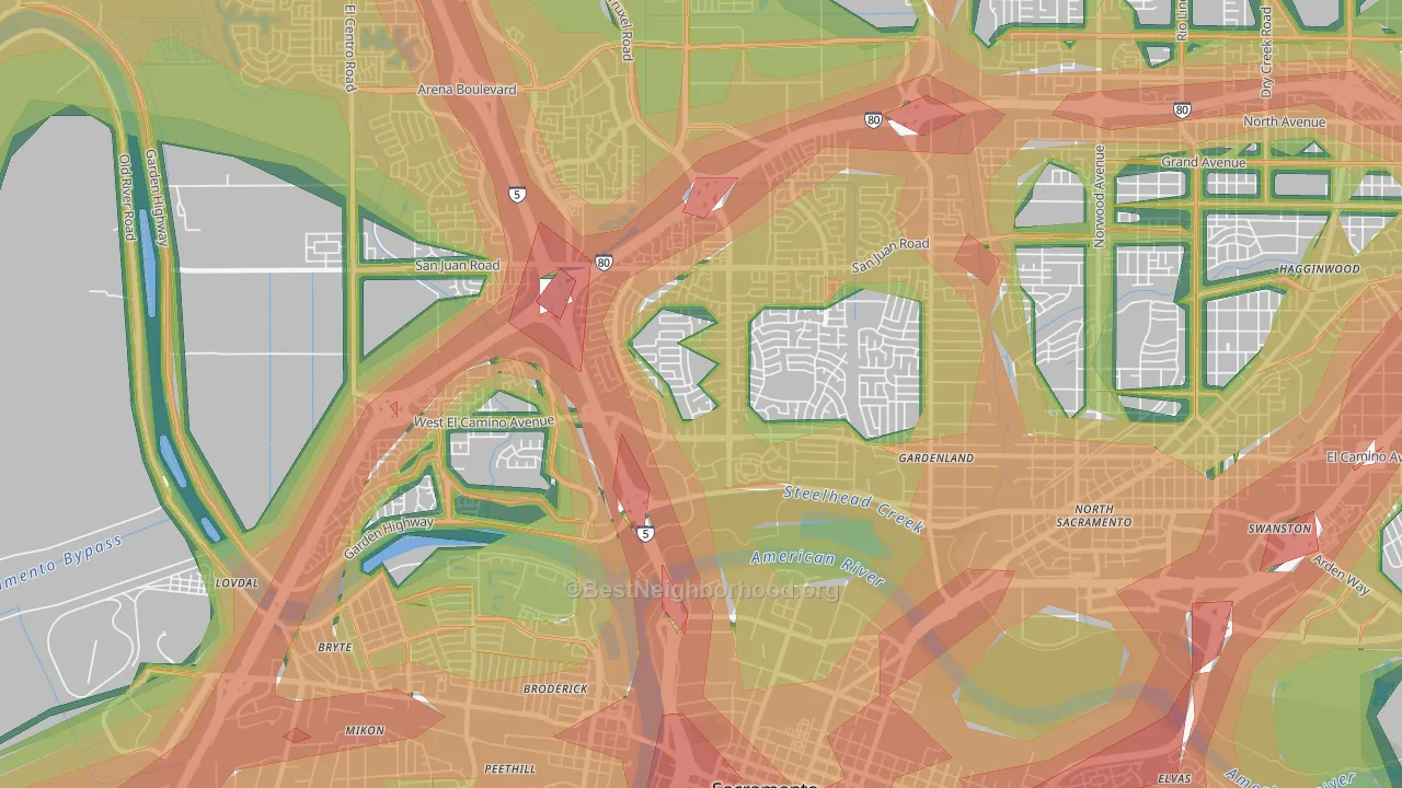 95833, CA Map of Noise Levels in 95833