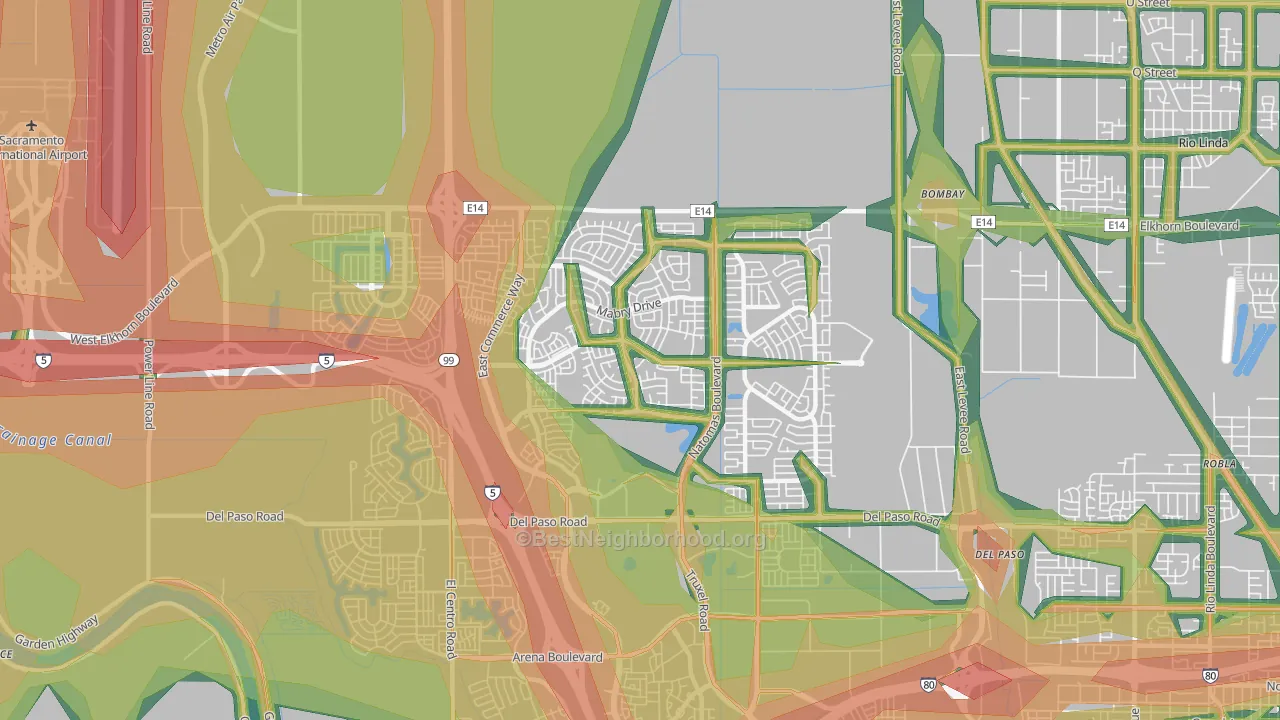 95835, CA Map of Noise Levels in 95835