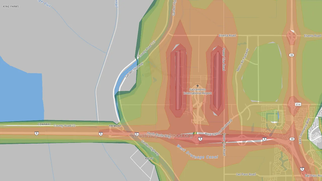 95837, CA Map of Noise Levels in 95837