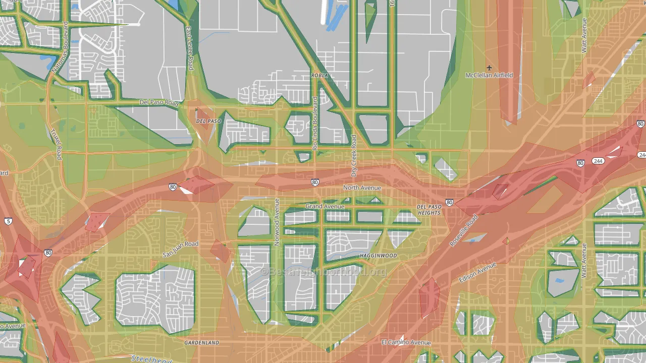95838, CA Map of Noise Levels in 95838