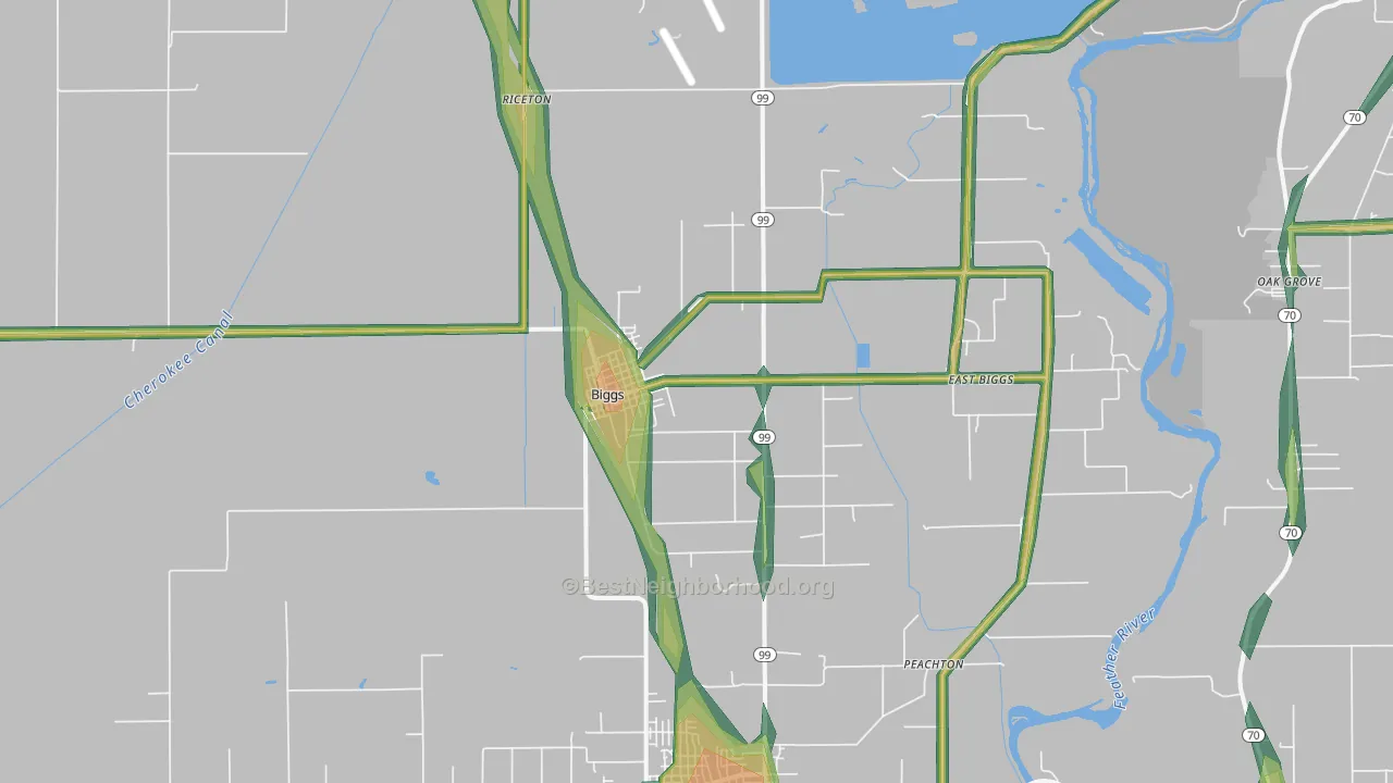 95917, CA Map of Noise Levels in 95917
