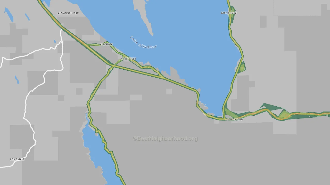 95923, CA Map of Noise Levels in 95923