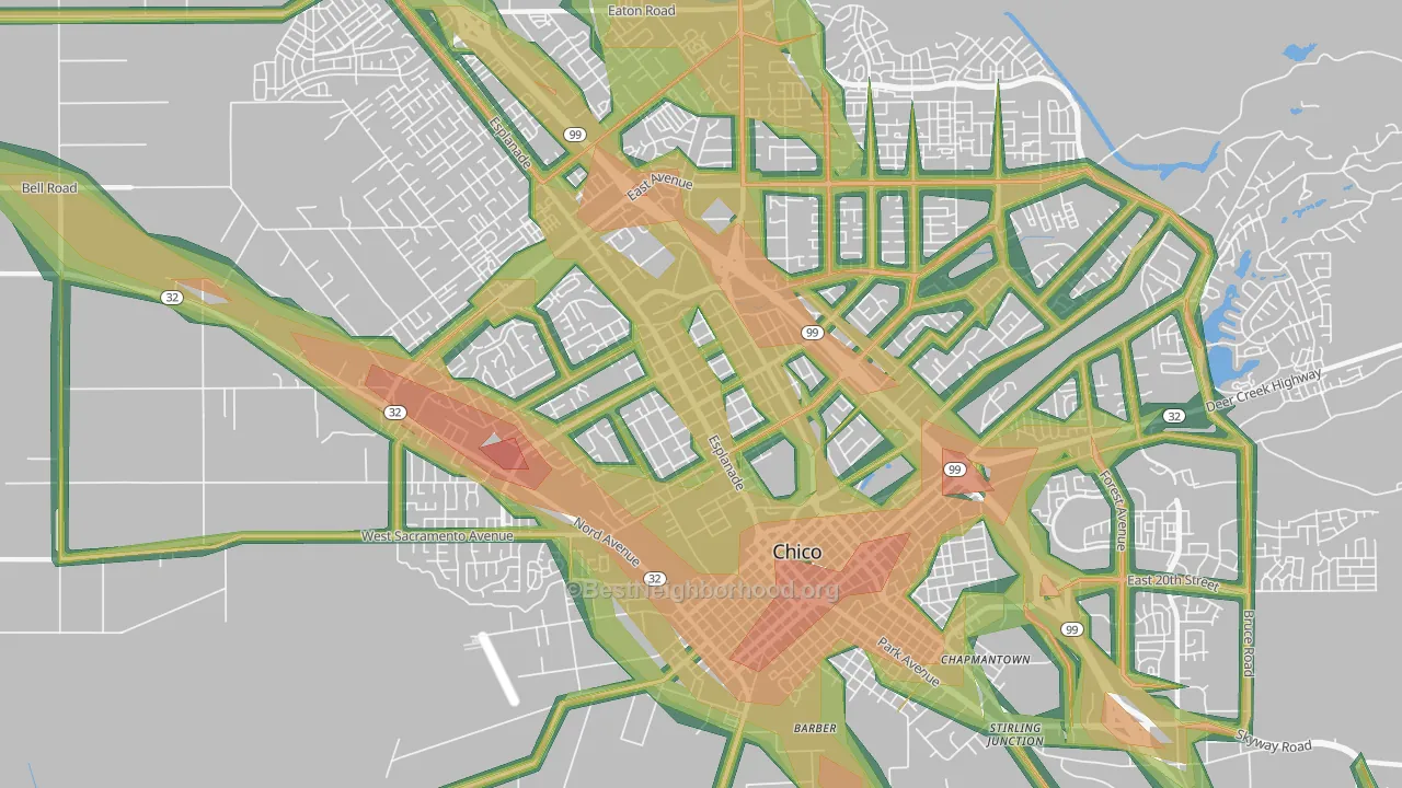 95926, CA Map of Noise Levels in 95926