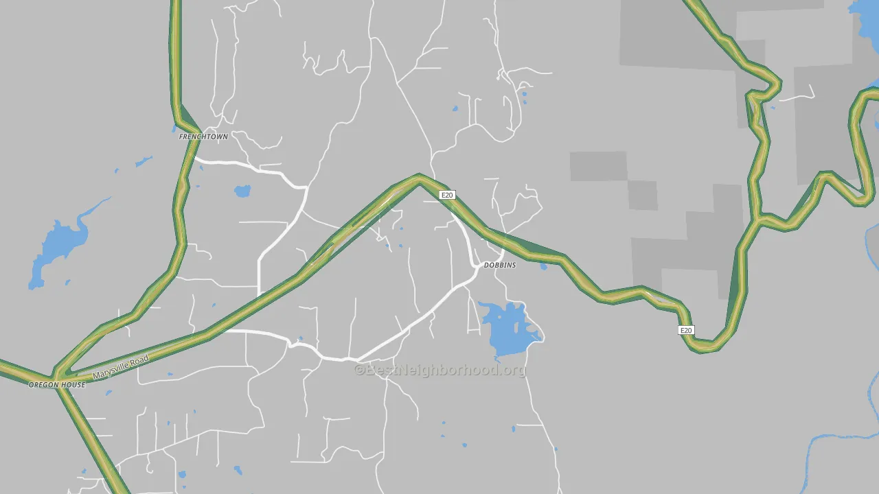 95935, CA Map of Noise Levels in 95935