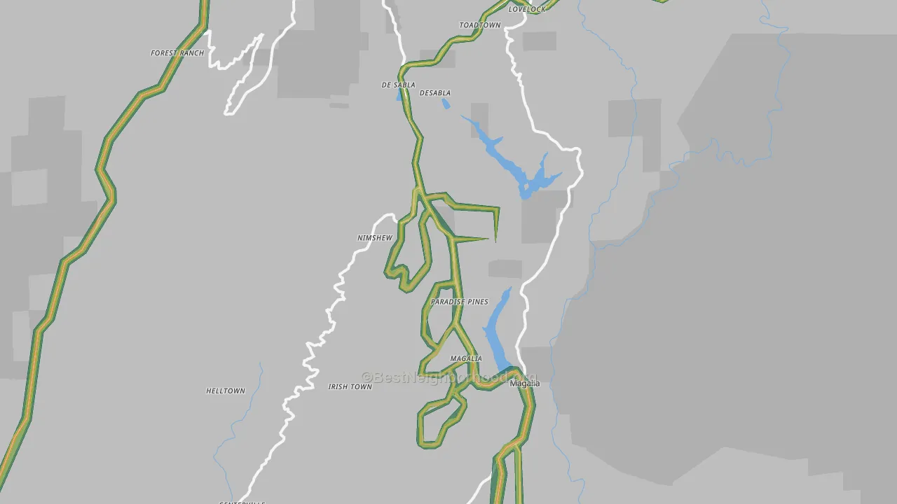 95954, CA Map of Noise Levels in 95954